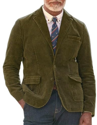Blazer da uomo in velluto a coste, vintage, slim fit, casual, morbido, confortevole, retrò, da ufficio, leggero, monopetto, per tutti i giorni, giacca classica da lavoro casual