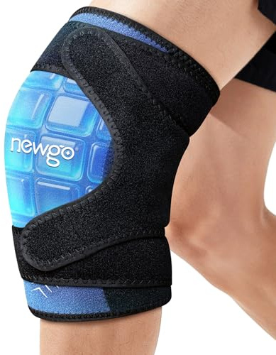 NEWGO Weiche Kühlmanschette Knie – langanhaltende, gleichmäßige Kühlung | Knie Kühlpack, integrierter Eiswürfelform, lang anhaltende Kühlung, bei Schmerzen, Sportverletzungen und Operation