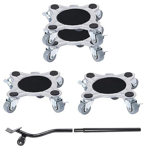 Ensemble d'outils de déplacement de meubles, élévateur de meubles lourds et 4 chariots de meubles avec 5 roues rotatives à 360 ° pour déplacer des meubles lourds, canapé, armoire, table de billard,