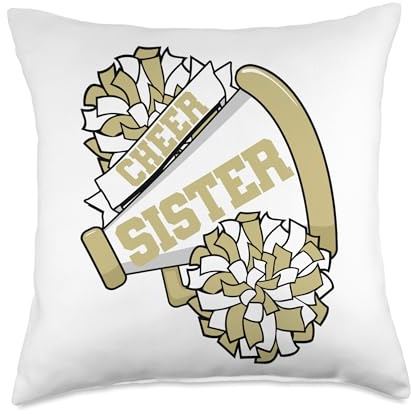 Cheer Sister with Megaphone and Pom Poms VG Throw Pillow