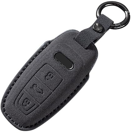 ontto Autoschlüssel Hülle Schlüsselhülle Schlüsselcover kompatibel mit Audi A3 8Y A6 C8 4K A7 C8 A8 D5 Q4 Q7 Q8 E-Tron 55 RSQ8 SQ7 2020-2025 Wildleder Schlüsselschutz Schlüsselcase 3 Tasten-C Schwarz
