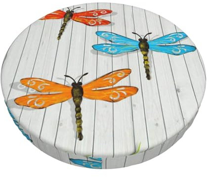 ZKZBDPLK Dragonfly Fence Round Bar Chair Cushion Cover - Full Print Design, Velvet & Foam Construction For Kitchen/Bar Stools