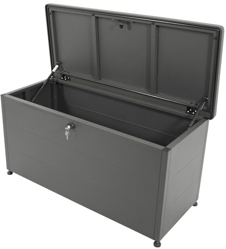 DEGAMO Kissenbox Auflagenbox BREMEN aus Stahl, verzinkt + pulverbeschichtet, anthrazitgrau (RAL 7016), 200L, wasserdicht