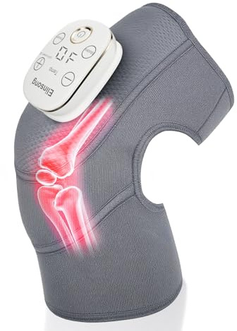 Knie-Massagegerät, kabelloses 3-in-1-Knie-Massagegerät mit Wärme mit Wärme und Vibration, Sprachausgabe lindert Gelenkschmerzen, entspannt die Muskeln, Wiederaufladbares Design