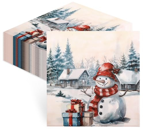 Lot de 40 Serviette Papier Noel - Parfaites pour Christmas Décoration Table Noel, les Serviettes en Papier d'hiver, 33 x 33 cm
