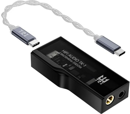 Tri TK1 - Amplificador de Auriculares USB DAC/AMP Dual CS43131 DAC 32Bit/384kHz DSD256 Dongle DAC para Audio Hi-Fi con Cable Adaptador Tipo C a Tipo C para Conector de Auriculares de 3,5 mm/4,4 mm