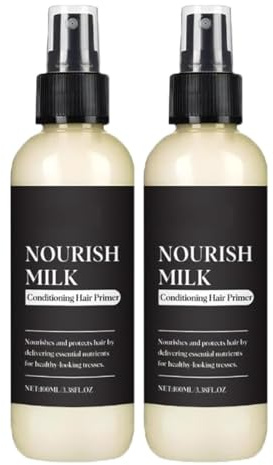 Imprimación para el cabello acondicionador de leche nutritiva, spray de baja para ablandar, hidratar intensamente, desenredar e hidratar el cabello, mejorar seco o encrespado (2pcs)
