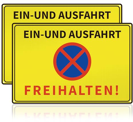 2 Stück 30x20 cm Einfahrt Ausfahrt Freihalten Schilder, Aluminium | Parken Verboten Schild Warnschilder Halten Sie den Kanal offen
