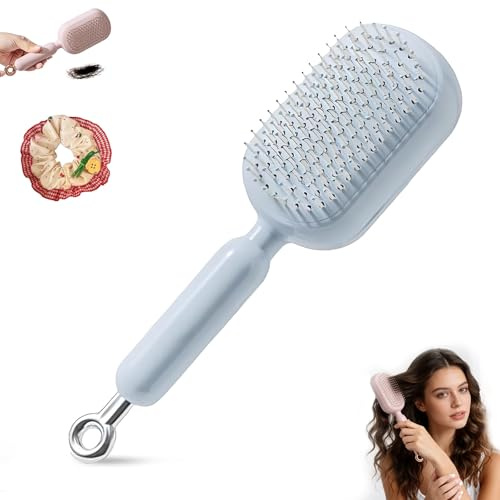 Utdragbar Kudde Massage Kamborste, Självrengöring Hårborste För Kvinnor, Hår Styling Verktyg För Lockigt Vått Torrt Skadat Hår Resa Hem(BLUE)