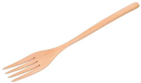 BESPORTBLE Forchetta in Legno Naturale per Insalata Manico Semicircolare per Servire Frutta e Piatti Freddi