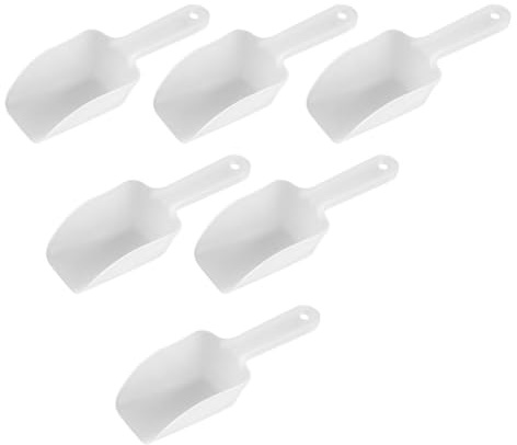 STAHAD Lot de 6 Pelles à Glace en Plastique Blanc, Pelle Utilitaire à Fond Plat Cuisine, Ustensile Polyvalent pour Riz, Farine et Pâtisserie, Cuillère Ergonomique Adaptée aux Machines