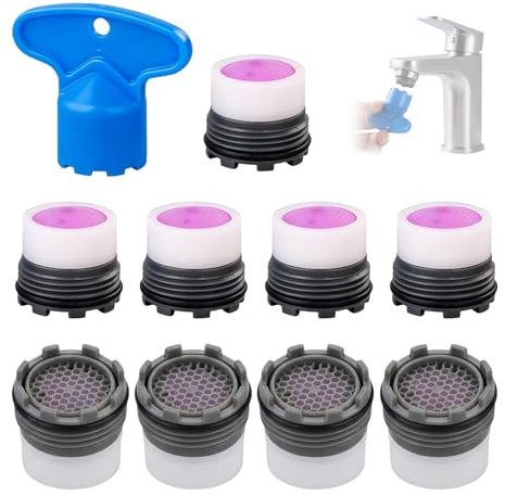 JIXLOUR Wasserhahn Aufsatz mit Sieb/Filter – Hochwertiger Wasserhahn Aufsatz, kompatibel mit M16.5 Wasserhähnen, Rost- und Spritzschutz, Inklusive 9 Stück und 1 Installationswerkzeug