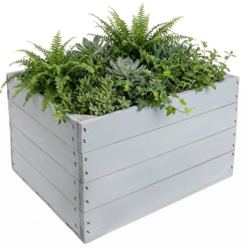 Creative Deco Kiste Holz Deko Holzkiste Grau | 40 x 30 x 23 cm | Geschliffen Obstkiste ohne Schlitzen Weinkisten Apfelkiste | als Geschenkbox Spielzeugkiste Aufbewahrungskiste Osterdeko