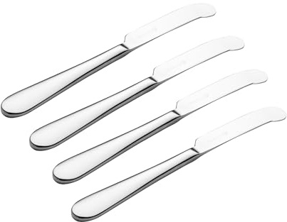 Viners Select 4 Piece Butter Knife Set | Stainless Steel Butter Spreaders with Mirror Finish | Teardrop Handle Design | Rounded Blade for Butter, Jam & Spreads | Dishwasher Safe | Gift Boxed