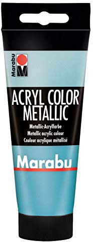 Marabu 12010050792 - Acryl Color metallic petrol 100 ml, cremige Acrylfarbe auf Wasserbasis, schnell trocknend, lichtecht, wasserfest, zum Auftragen mit Pinsel und Schwamm auf Leinwand, Papier, Holz