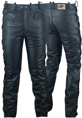 German Wear Motorcykel läderbyxor slängda på sidan, svart, 52