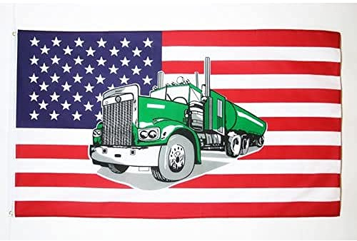 AZ FLAG Drapeau USA avec Camion 150x90 cm Polyester 100D 2 Œillets | Usage intérieur et extérieur Drapeau décoratif américain coutures doubles et bords renforcés avec œillets métalliques