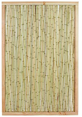 Bambuszaun Koh Samui 180 x 120cm aus Bambusrohren mit 1,8-2cm Durchmesser im hellen Holzrahmen - Bambus Sichtschutzwand gerahmt 1,8 x 1,2m