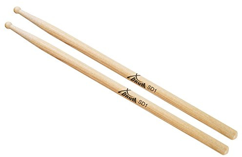 XDrum Schlagzeug Sticks SD1 Wood Tip (runder Holzkopf, Länge: ca. 415 mm, 1 Paar, Hickory)