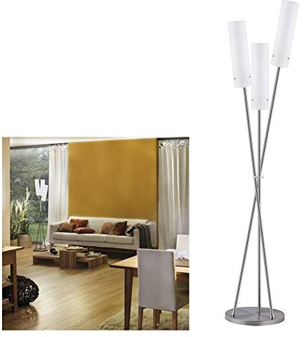 Paulmann Living Livo Lampadaire avec variateur d'intensité max. 3 x 40 W E27 en fer brossé/blanc 230 V Métal/verre
