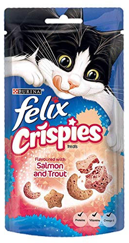 Felix Crispies Cat Treats Salmon and Trout 45g, Pack of 8