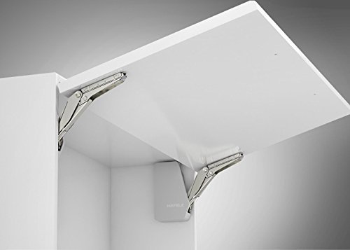 Gedotec Hochschwenkbeschlag Schrank Klappenbeschlag Küche Klappenhalter Free Flap 1.7 | Modell A 0,6-4,6 kg | Möbelbeschläge Komplett Set weiß | 1 Garnitur - Klappenscharnier für einteilige Klappen