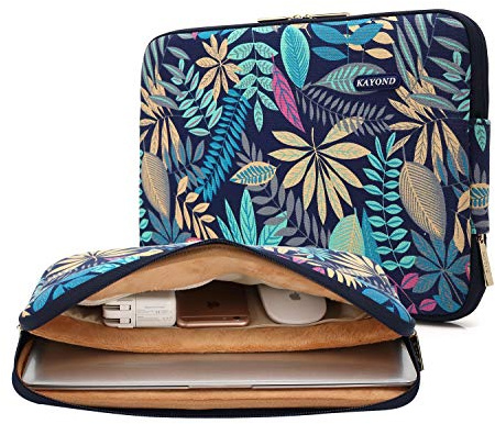 KAYOND Forest Series Pattern Water-resistant 11 inch laptop sleeve with pocket for 11 inch 11.6 inch laptop case macbook air 11 case macbook 12 sleeve surface pro (11-11.6 inch, Blue)
