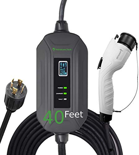 PRIMECOM Level 2 Electric Vehicle (EV) Charger (220V / 240Volt, 16Amp) Portable EVSE Smart Electric Car Charger, 30', 40', and 50 Feet Lengths (NEMA L14-30P, 40 Feet)