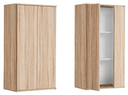 mokebo Mehrzweckschrank Büroschrank 'Der Schlanke' (60x110 cm) aus Holz schmaler Aktenschrank oder Haushaltsschrank, auch als Kleiner Schuhschrank in Sonoma Eiche