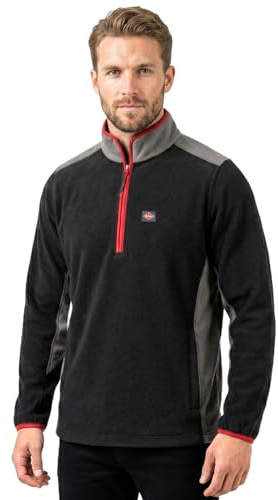 Lee Cooper Men's Lee Cooper Workwear Men s Zip Neck Thermal Anti Pill Fleece Work Pullover Sweater Jumper Top With Re, Black/Grey, L UK