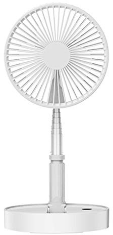ZTJ-Lighting Pliant Socle Ventilateur sur Pied, Mini télescopique Ventilateur avec 7200mAh Batterie Rechargeable, réglable Table étage Ventilateur intégré 4 Vitesses pour Home Office extérieur,Blanc