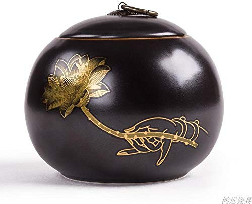 Tea Caddy Tea Cans Tea Storage Coffee Storage Jar Retro Tea Cans, Large Half-Catty Sealed Cans, Copper Buckle Ceramic Wake-Up Tea Cans, Pu'Er Black Tea Cans-Vintage Bergamot Lotus Golden