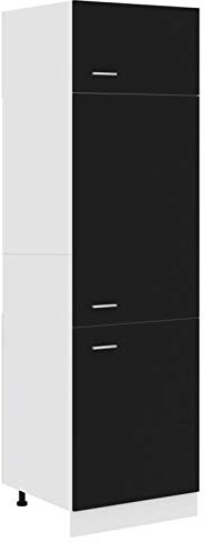 Tidyard Armoire de Cuisine Armoire de Rangement Meuble Haut de Cuisine Noir 60x57x207 cm Aggloméré