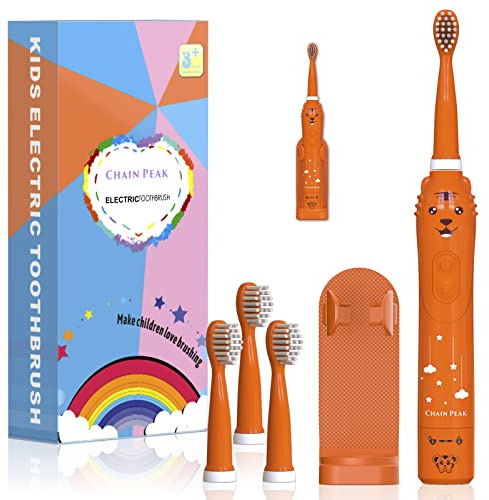 Cepillo de dientes eléctrico sónico para niños, cepillo de dientes sónico para niños y niñas de 3 a 12 años con recordatorio de 30 s, temporizador de 2 minutos, 6 modos, 4 cabezales de cepillo