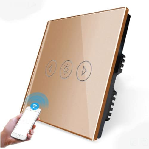 KONOQ Glass Panel Smart Touch Light Switch - WIFI Dimmer (Gold, 1 Gang)