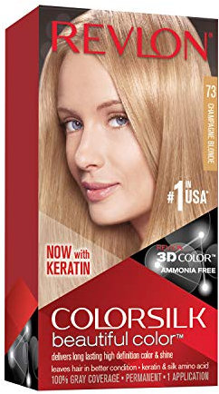 Revlon ColorSilk Colorazione Permanente Capelli Fai-da-te a Casa, senza Ammoniaca e Arricchita con Cheratina, 73 - Biondo Champagne - 100 g