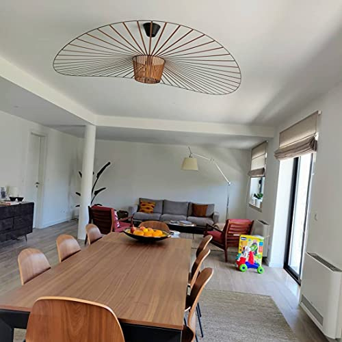 Vertigo Lampe 100cm Retro Kronleuchter Pendelleuchten, Kreative LED Lampe Fiberglas + Polyurethan Hut Stoff Modernes Design Wohnzimmer Küche Badezimmer Dekorative Beleuchtung, E27,Copper,100CM