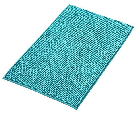 Decomira Badmatta halkfri av mjuk Chenille | Superabsorberande och maskintvättbar | Kan kombineras som badmatta set | För badrum, dusch, badkar eller som wc matta | Petrol Turkos - 40x60 cm