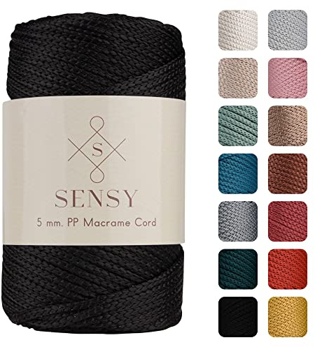 Sensy Premium 5mm 95 Metros Cuerda de Poliéster Cordón 100% Polipropileno Cordón de Macramé Cordón de Bolsa de Ganchillo de 5mm Cuerda de Macramé Hilo de Ganchillo para Tejedor
