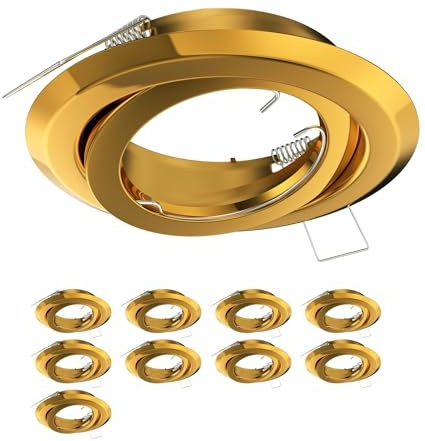 ledscom.de 10x Deckeneinbaurahmen FABI, rund, schwenkbar, gold glänzend