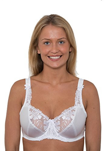 Gemm Ladies Large Bosom Bra Underwi Firm Control Bra D-J Cup (38E, White)