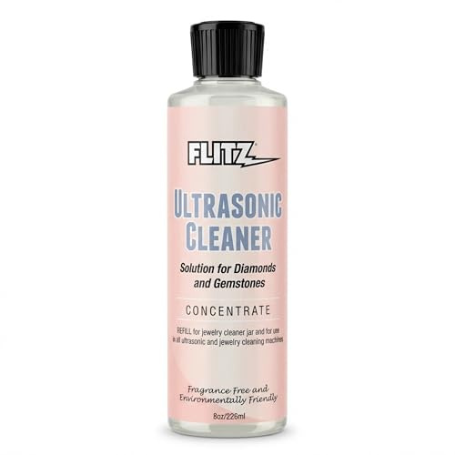Flitz Ultrasonic Cleaner Solution Concentrate,Jewelry Cleaner for Silver, Gold, Diamonds, Gemstones, Sterling Silver, plastic, no gemstone