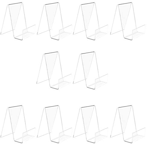 Acryl Buchständer 10 Stück Buch Staffelei Transparent Buchaufsteller Multifunktion Prospektständer Schrägsteller für Bücher Angezeigt Notebooks Bilderalben Bilderbücher