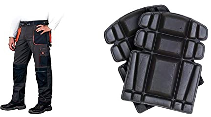 Leber&Hollman LH-FMN-T_SBP54 Formen Schutzhose, Stahlblau-Schwarz-Orange, 54 Größe & ONKINGBEE Knieschützer, Schwarz, Uni Größe Einheitsgröße