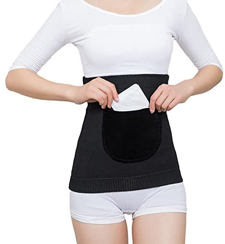 YUPPIE TONE Nierenwärmer Winter Kaschmir Leibwärmer Elastischer Wärmegürtel aus Wolle mit Flanell Tasche Schwarz XL