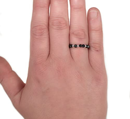 Spinell Ring schwarz - Stretch Ring - elastischer Perlenring - Stapelring