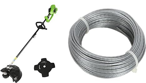 Greenworks 40V Desbrozadora a Batería, Motor sin Escobillas, Ancho Corte 40 cm, Hilo Nylon 2 mm o Cuchilla 25 cm SIN Batería (40 V) y Cargador, GD40BC + Hilo de Recorte 20m