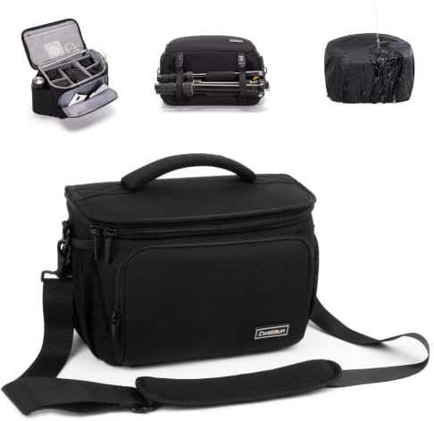 Cwatcun Camera Shoulder Bag for Photographers, Water-Resistant Camera Bag | Shockwaveproof, Anti-Theft Design, Easy To Clean, Compatible with Nikon Canon DSLR Mirrorless Eos r50 Camera, Y57XL, Black