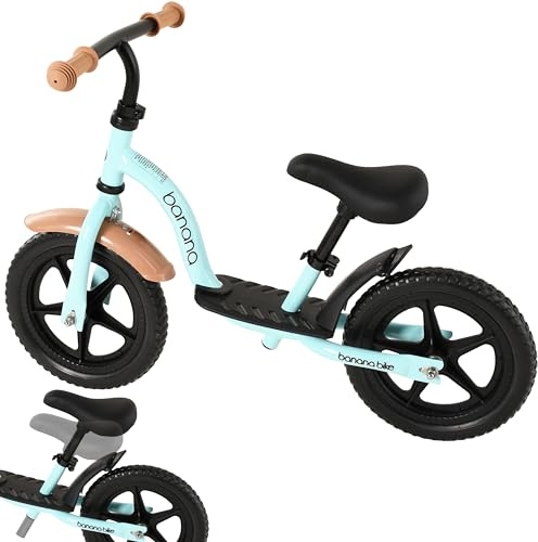banana bike Two Wheel Scooter for Kids and Adults - Adjustable Height with Rear Wheel Brake - for Ages 4+ - Lightweight Kids Scooter - Black, Blue & Brown Design