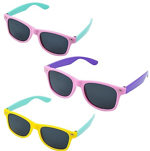 Karjiaja 3 Pairs Kids Polarized Sunglasses, Children's Flexible Toddler Sunglasses with UV Protection, Color Frame for Boys & Girls Age 3-10
